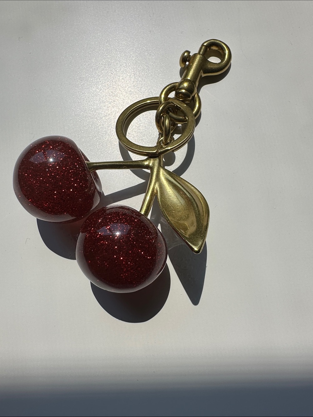 Sparkling Cherry Keychain Bag Charm - Red - Picture 3 of 14